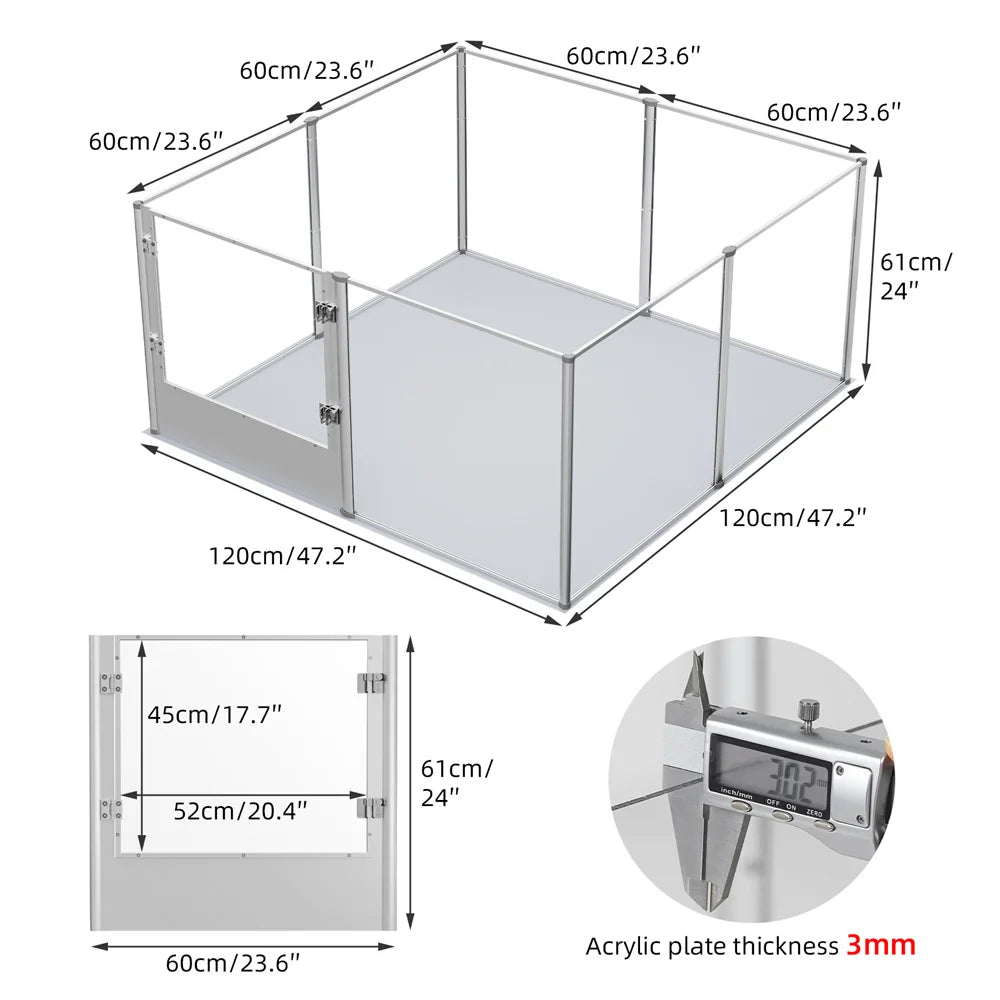 BORWARTH Acrylic Dog Playpen Enclosure With Waterproof Pad