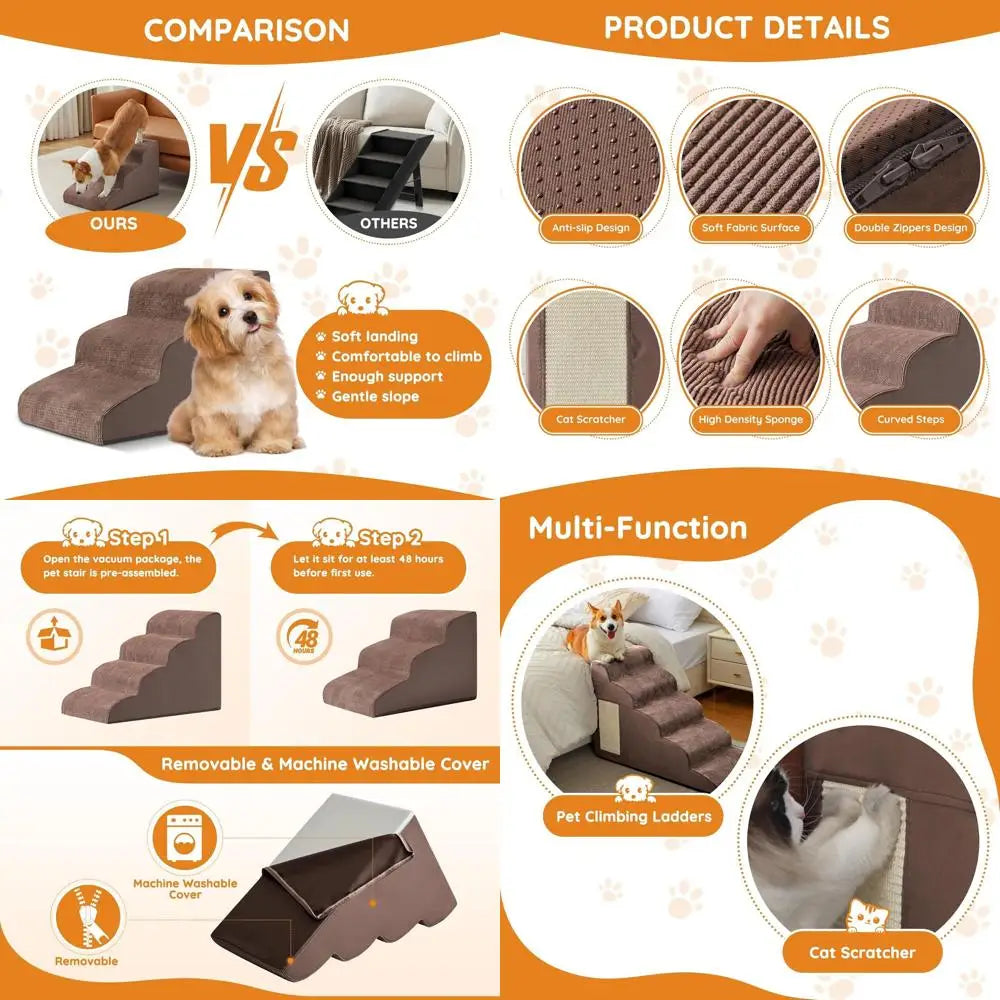 Curved Pet Ramp for Small Dogs Non Slip Lightweight Foam