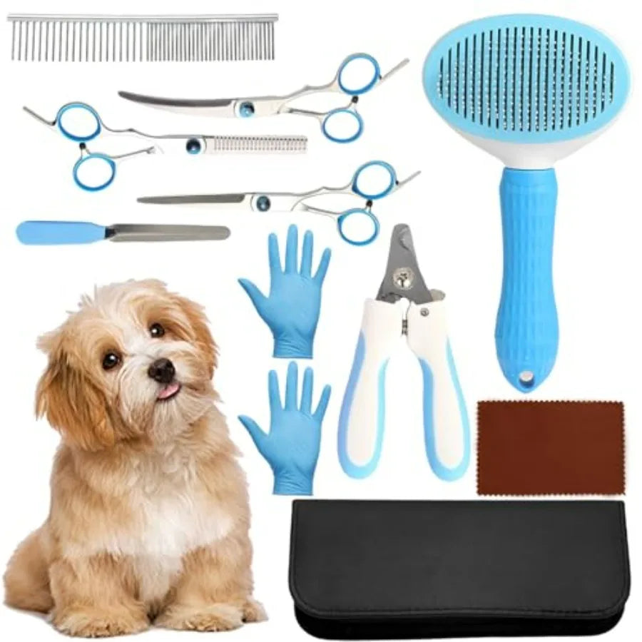 Professional Dog Grooming Kit Ten Piece Scissors Set With Brush