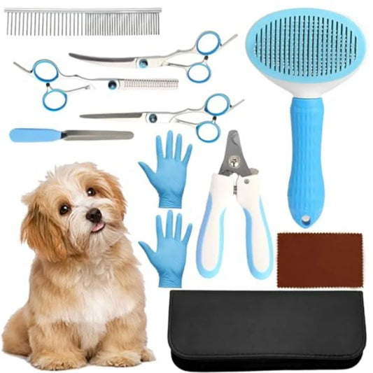 Professional Dog Grooming Kit Ten Piece Scissors Set With Brush