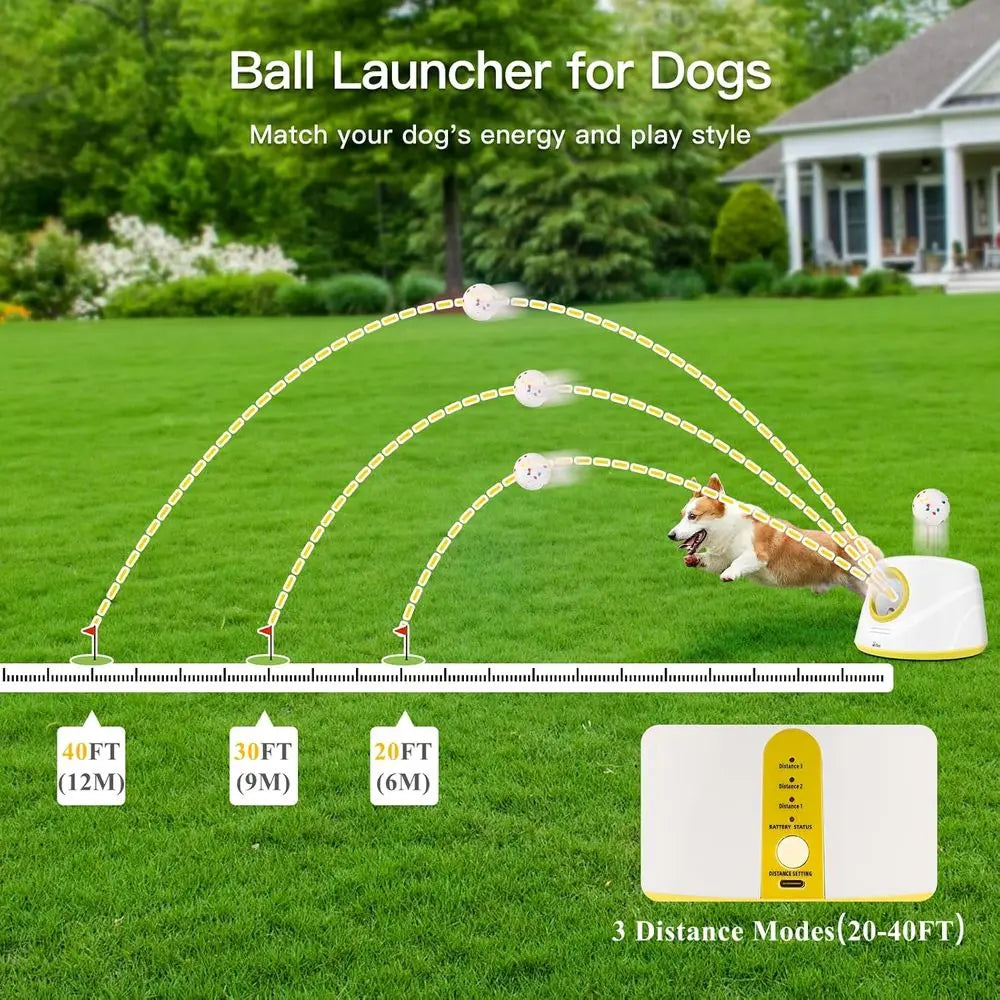 Automatic Tennis Ball Launcher For Dogs 6 Ball Interactive Toy