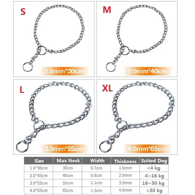 NONECN Stainless Steel Slip Chain Dog Collar Adjustable
