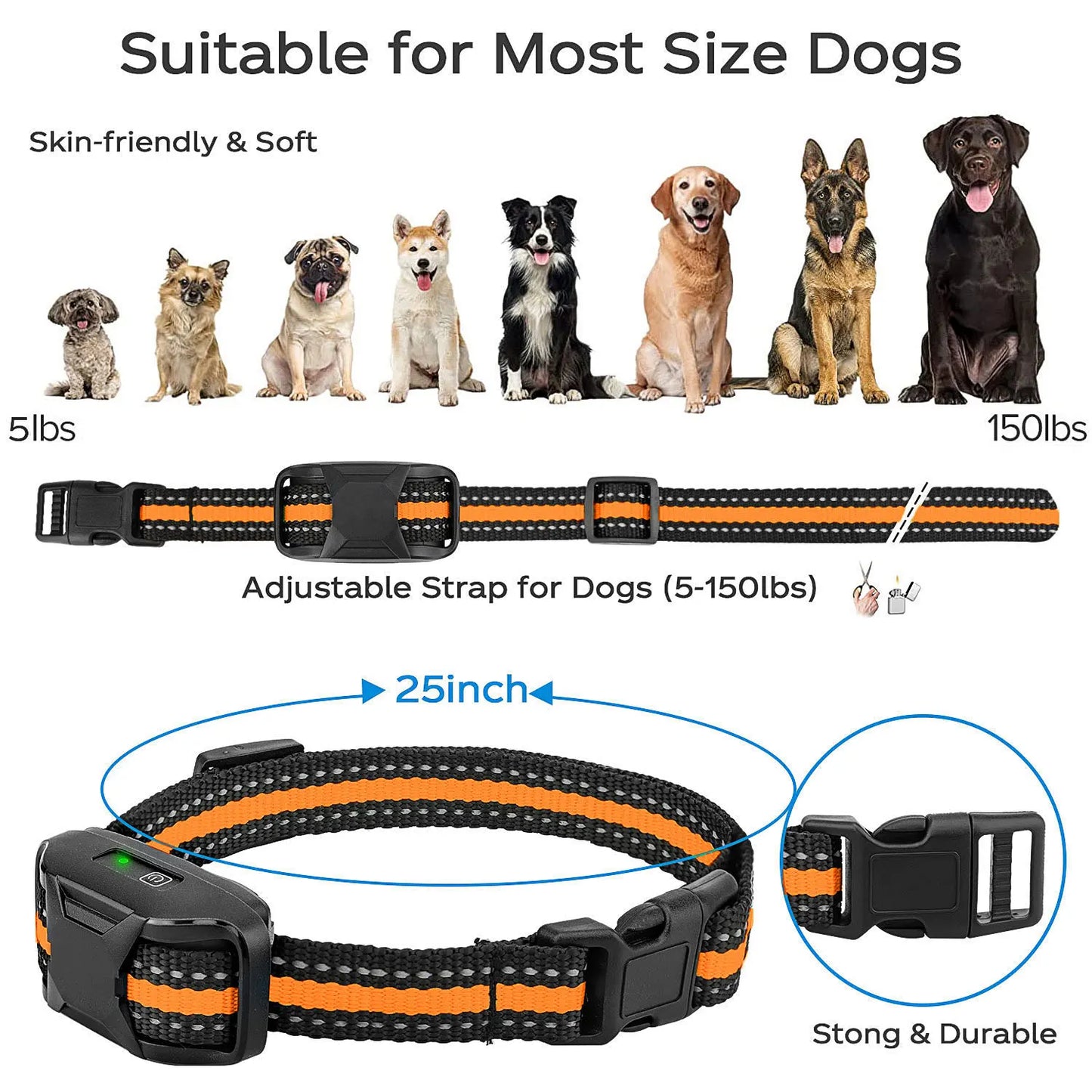 Electric Dog Training Collar Waterproof Remote Control Vibration Shock