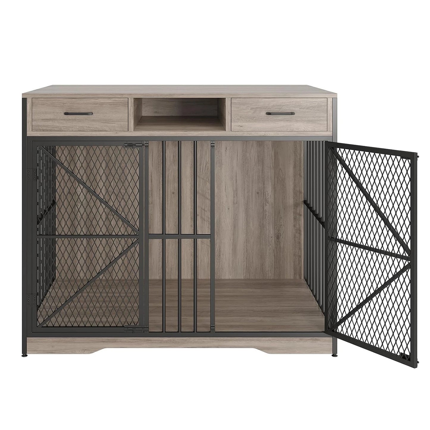 HiMISSDog Dog Crate Furniture End Table With Two Drawers