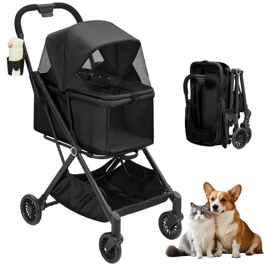 HiMISS Four Wheel Lightweight Foldable Dog Stroller Weatherproof Up To 50 Lbs