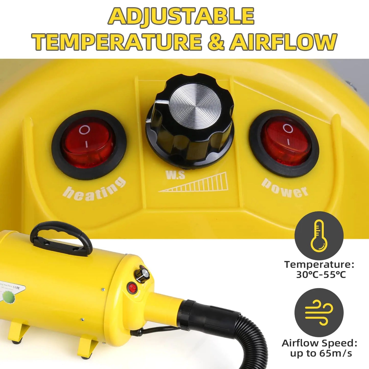 Dog Hair Dryer 2800W Grooming Blower With Heat Adjustable Speed