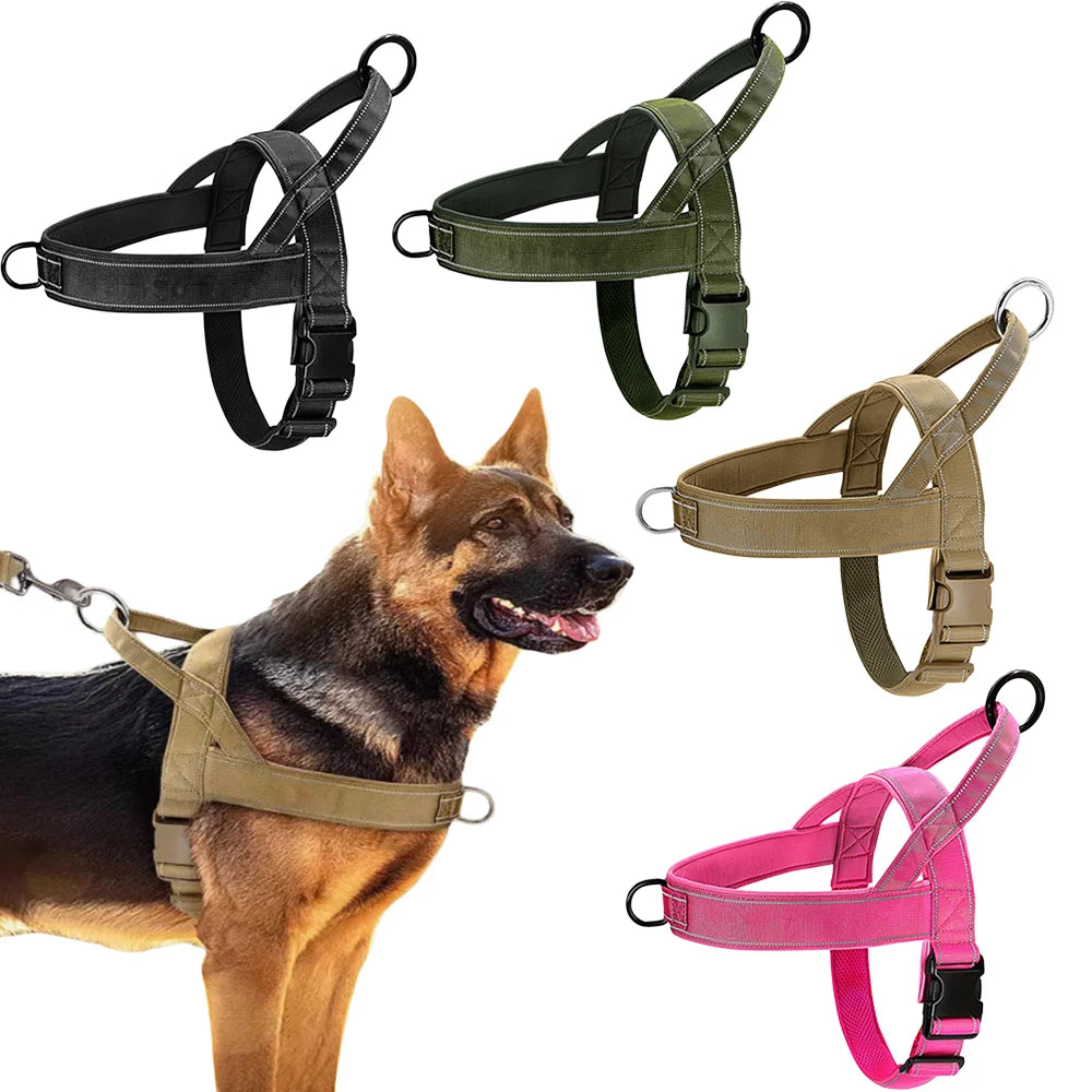 NONECN Tactical Anti-Pull Dog Harness 1000D Nylon Reflective With Handle