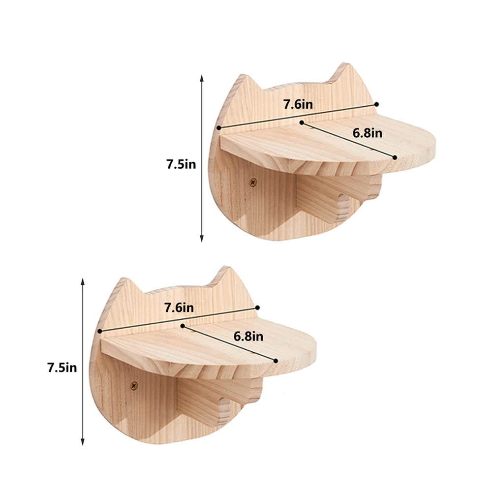 PETRAVELCN Moon Shaped Cat Wall Shelf Hammock Wooden Steps