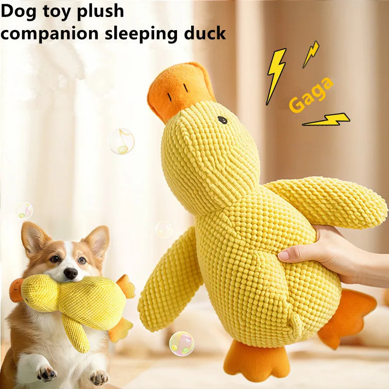 Plush Calming Duck Dog Toy Squeaky Chew For Puppies