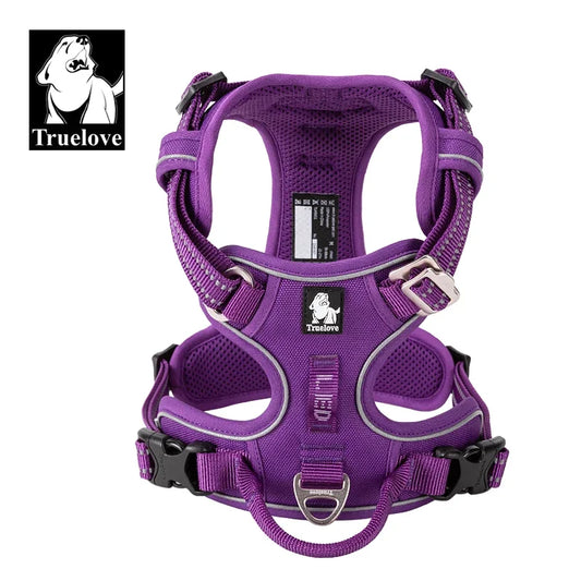 TRUELOVECN Reflective Nylon Dog Harness No Pull Adjustable Vehicle Harness