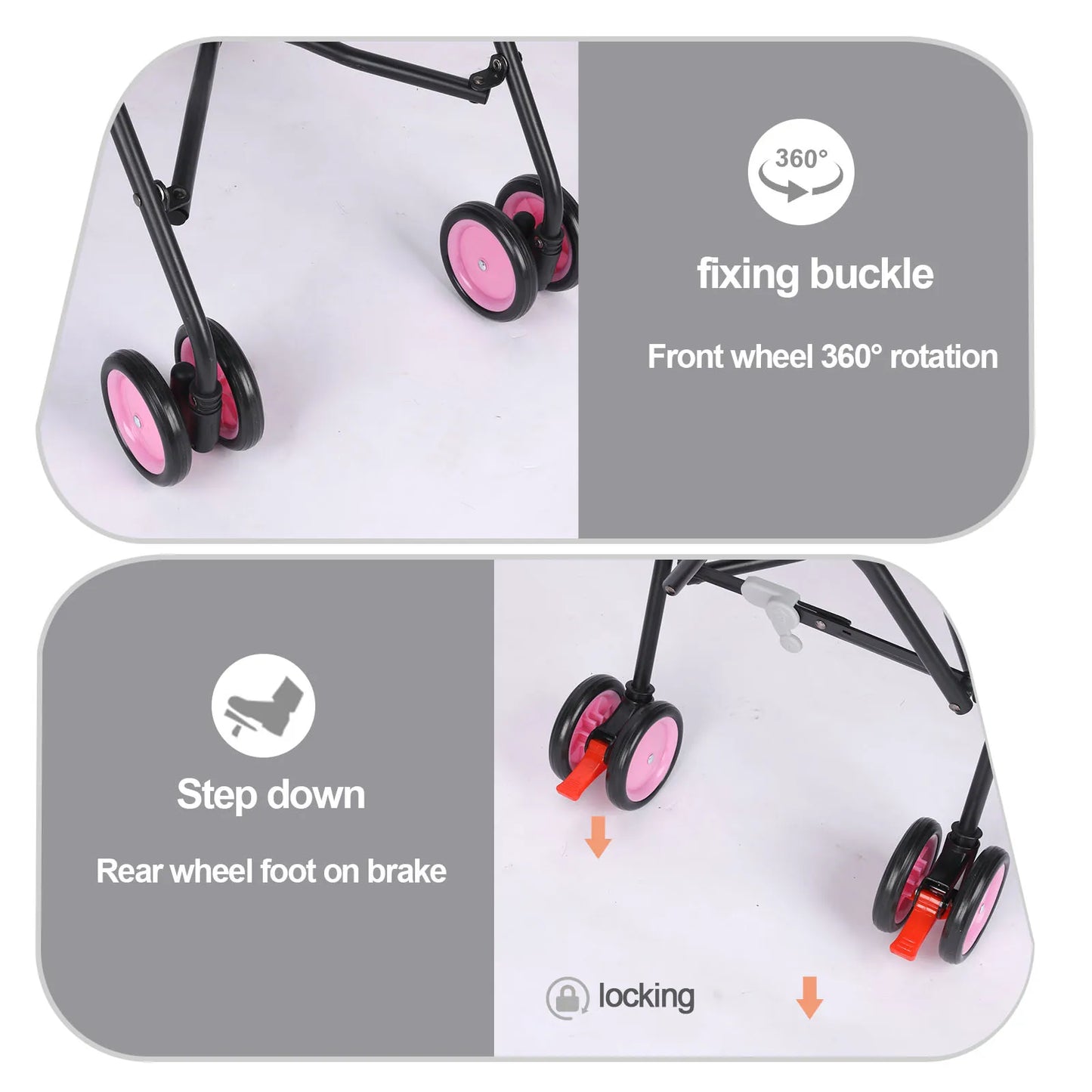 Wedyvko Pet Dog Stroller 4 Wheels With Brakes And Storage