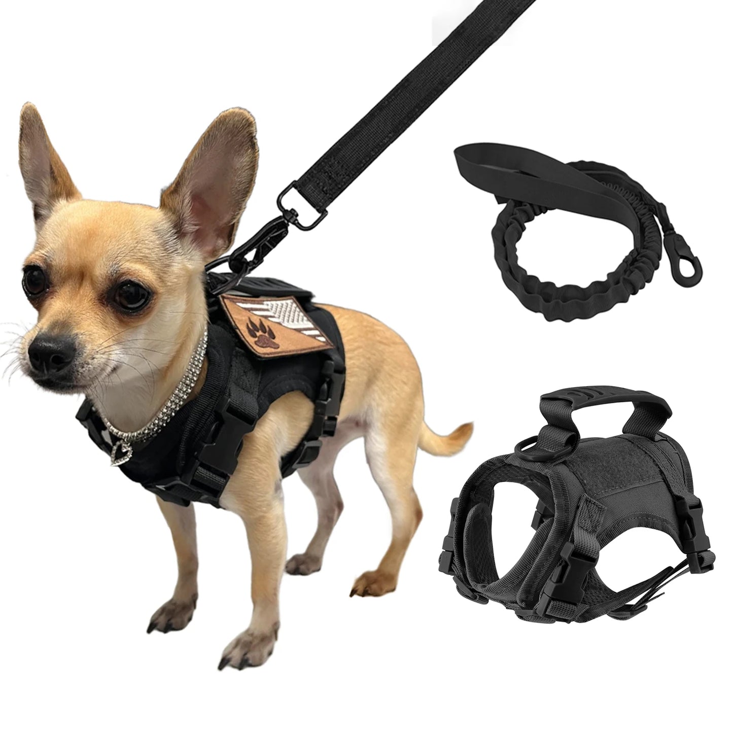 PETRAVELCN Tactical Puppy Harness Leash Set For Dogs