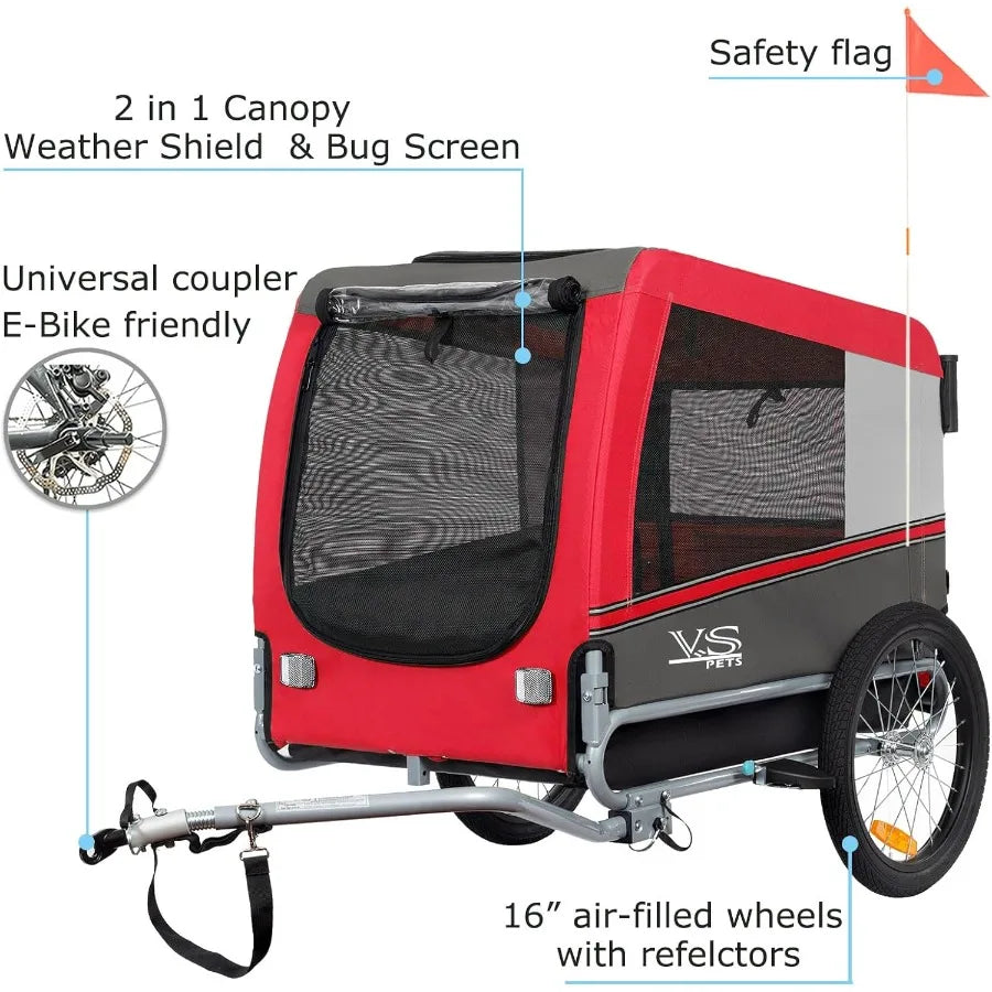 XMSJ Dog Bike Trailer Stroller For Multiple Dogs Travel Companion