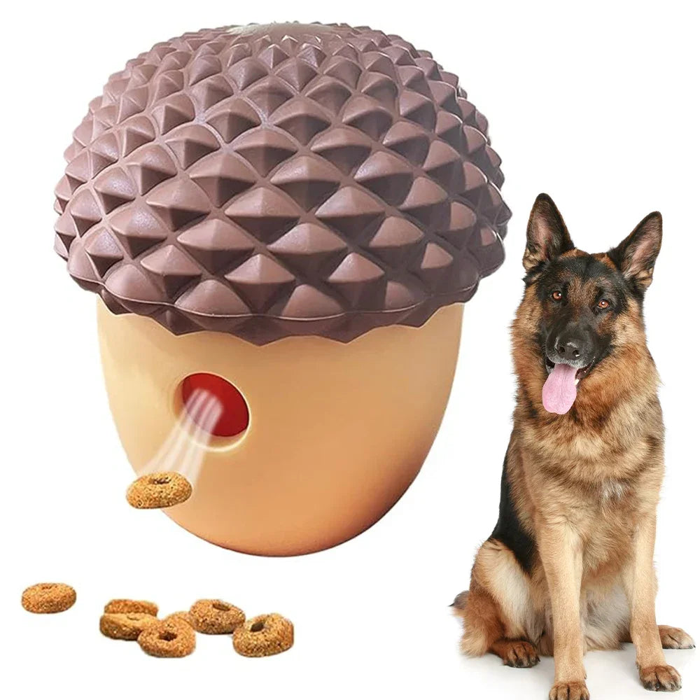 Dog Toy Silicone Acorn Puzzle Ball for Slow Feed Interactive