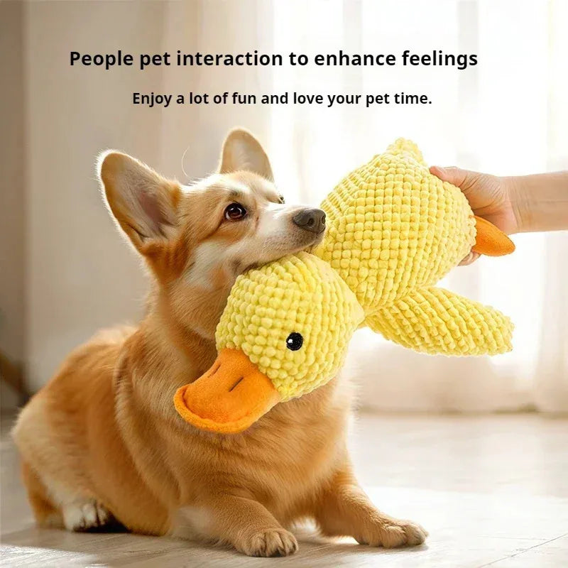 Plush Calming Duck Dog Toy Squeaky Chew For Puppies