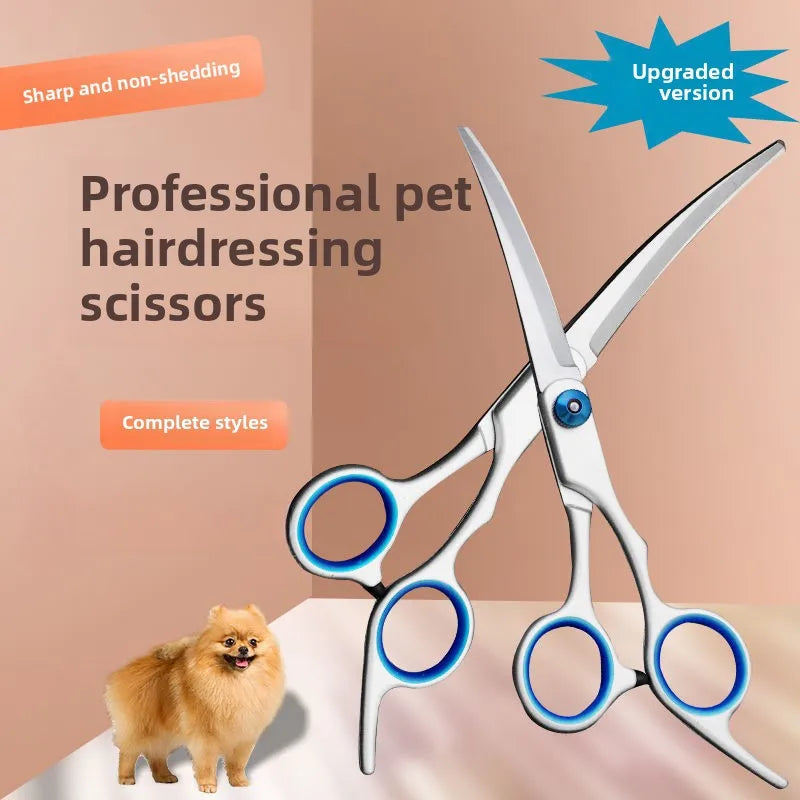 Stainless Steel Grooming Scissors Curved Pet Hair Trimming for Dogs
