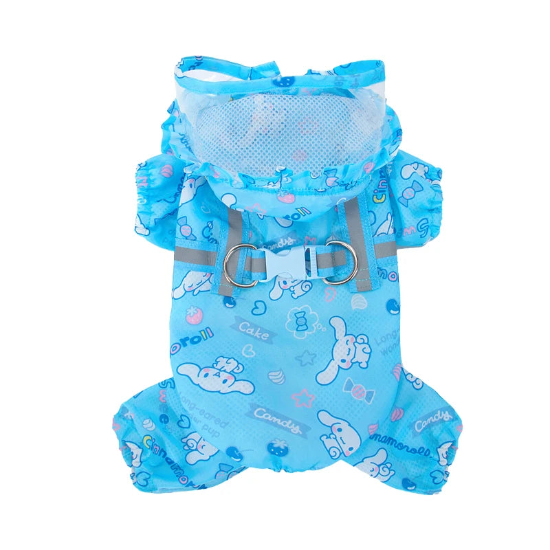 Cinnamoroll Pet Raincoat Hooded Waterproof Rain Jacket for Dogs