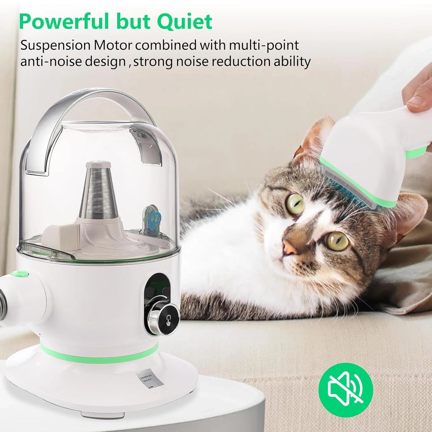 HiMISS Pet Grooming Vacuum Kit Professional Quiet With 5 Tools