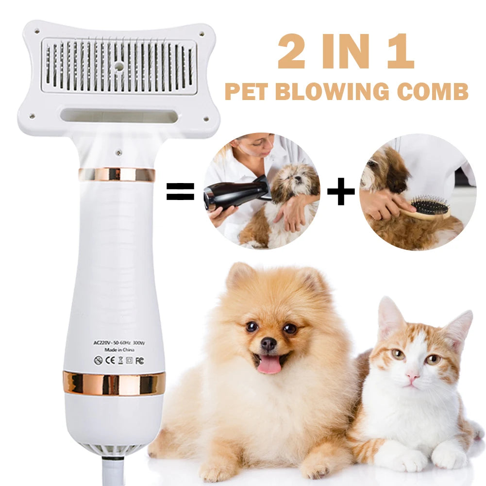 Shunmaii 2-In-1 Portable Pet Hair Grooming Dryer Comb