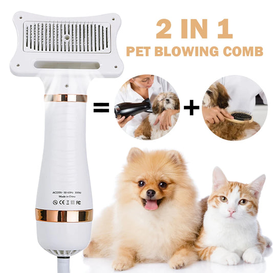 Shunmaii 2-In-1 Portable Pet Hair Grooming Dryer Comb