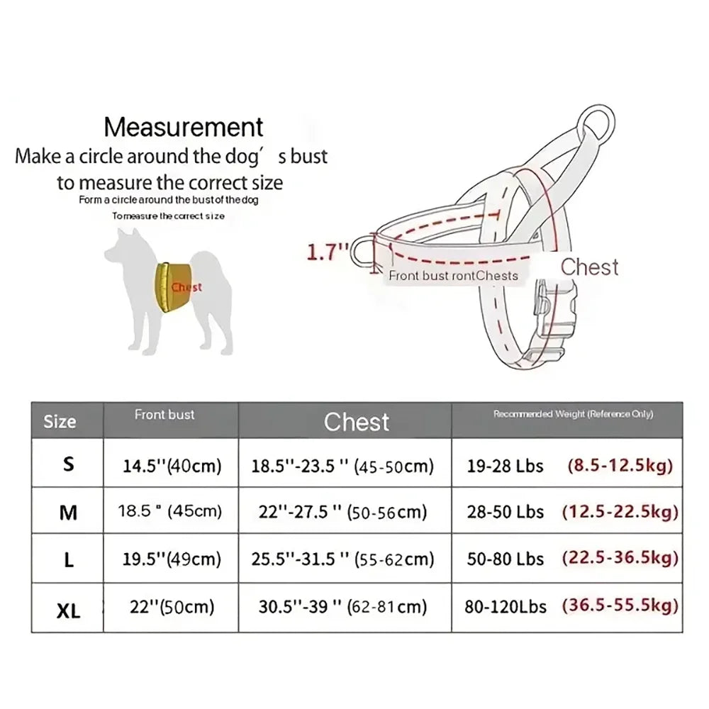 NONECN Tactical Anti-Pull Dog Harness 1000D Nylon Reflective With Handle