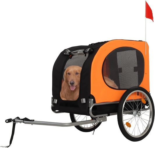 HiMISS Steel Dog Bike Trailer Universal Coupler Folding Pet Carrier