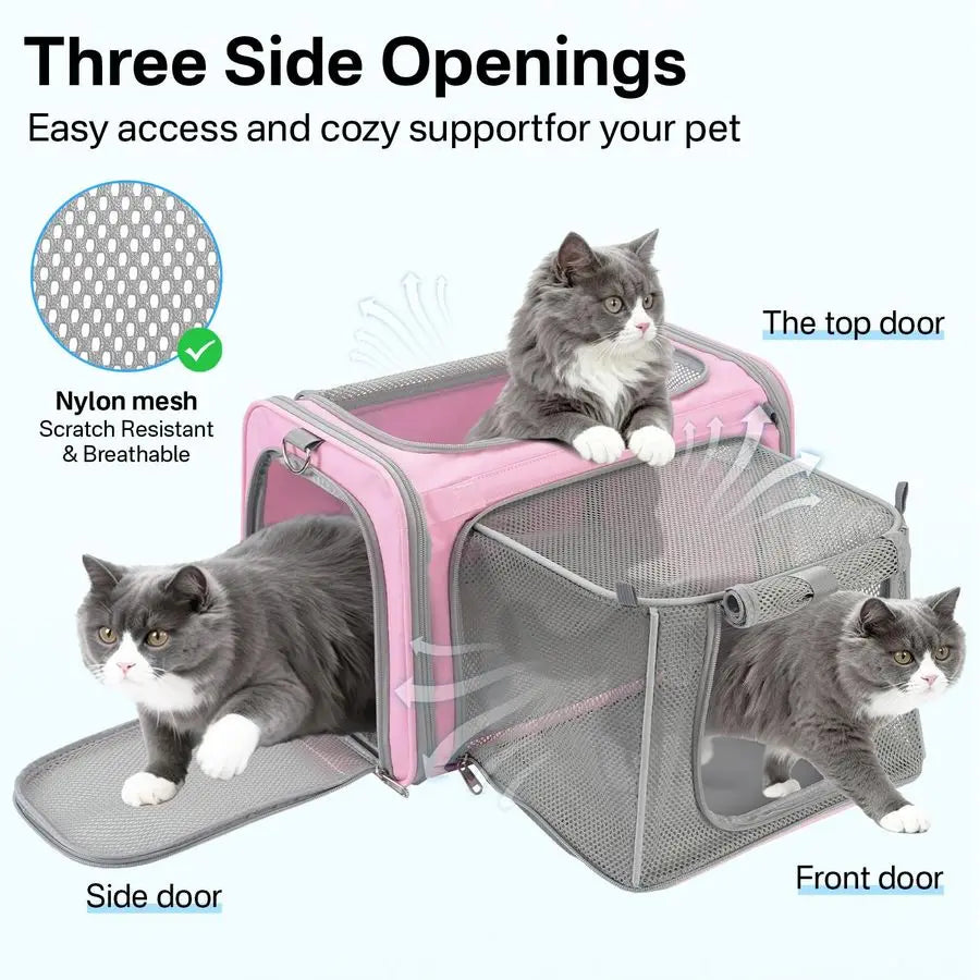 Airline Approved Soft Sided Cat Carrier With Locking Zippers