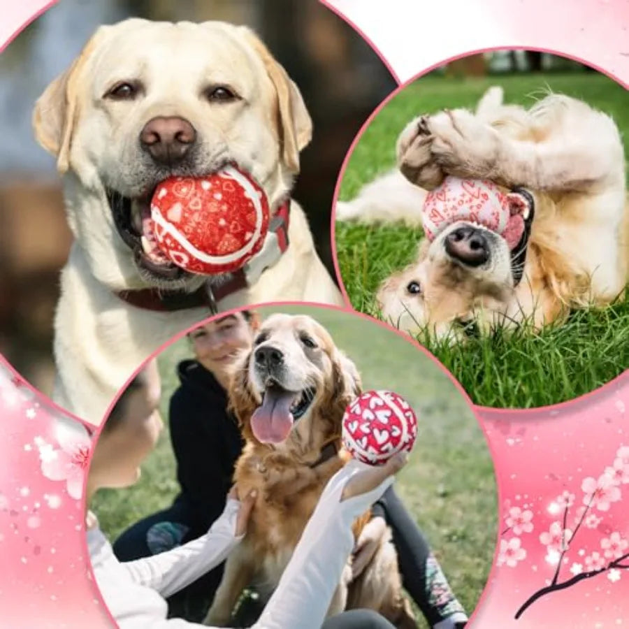 Heart Design Dog Tennis Balls Chew Toys For Dogs Durable