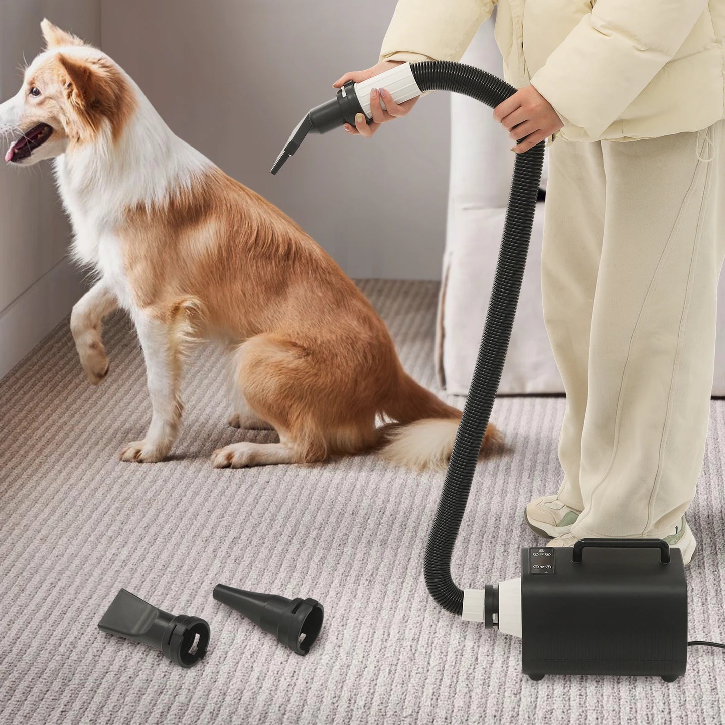 Dog Grooming Blow Dryer With Handles 9 Speed LED Display