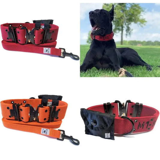 Tactical Dog Collar With Heavy Duty Leash And Cobra Buckle