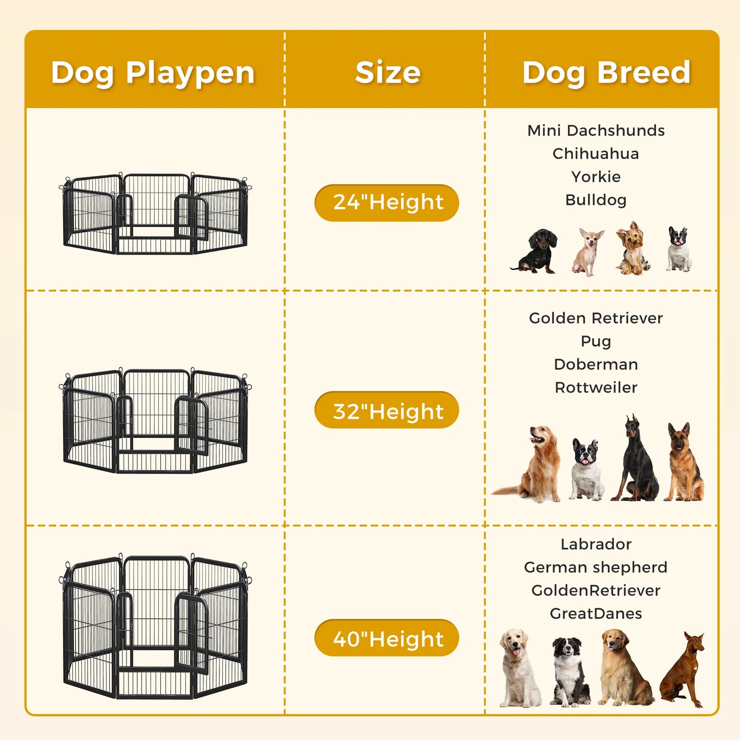 Dog Playpen With Door Foldable Metal Pet Fence Outdoor Use