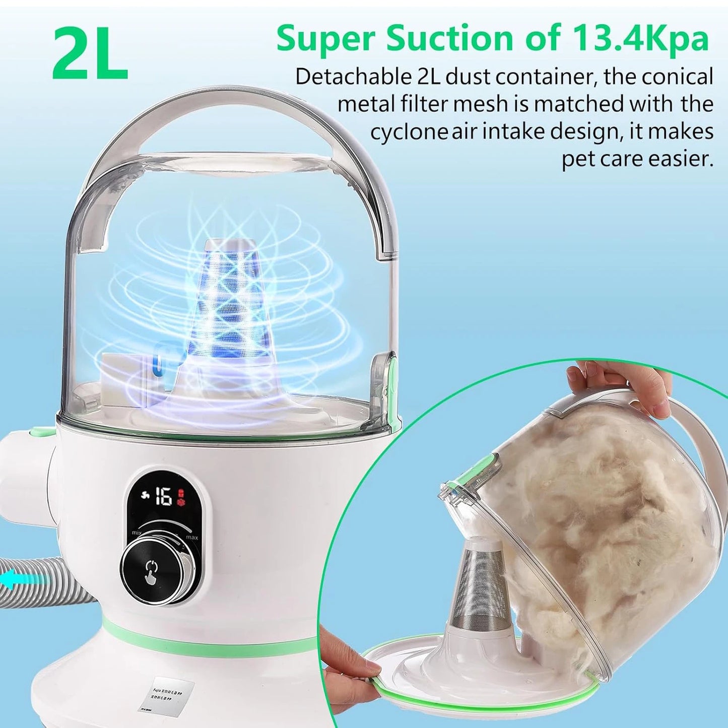 HiMISS Pet Grooming Vacuum Kit Professional Quiet With 5 Tools