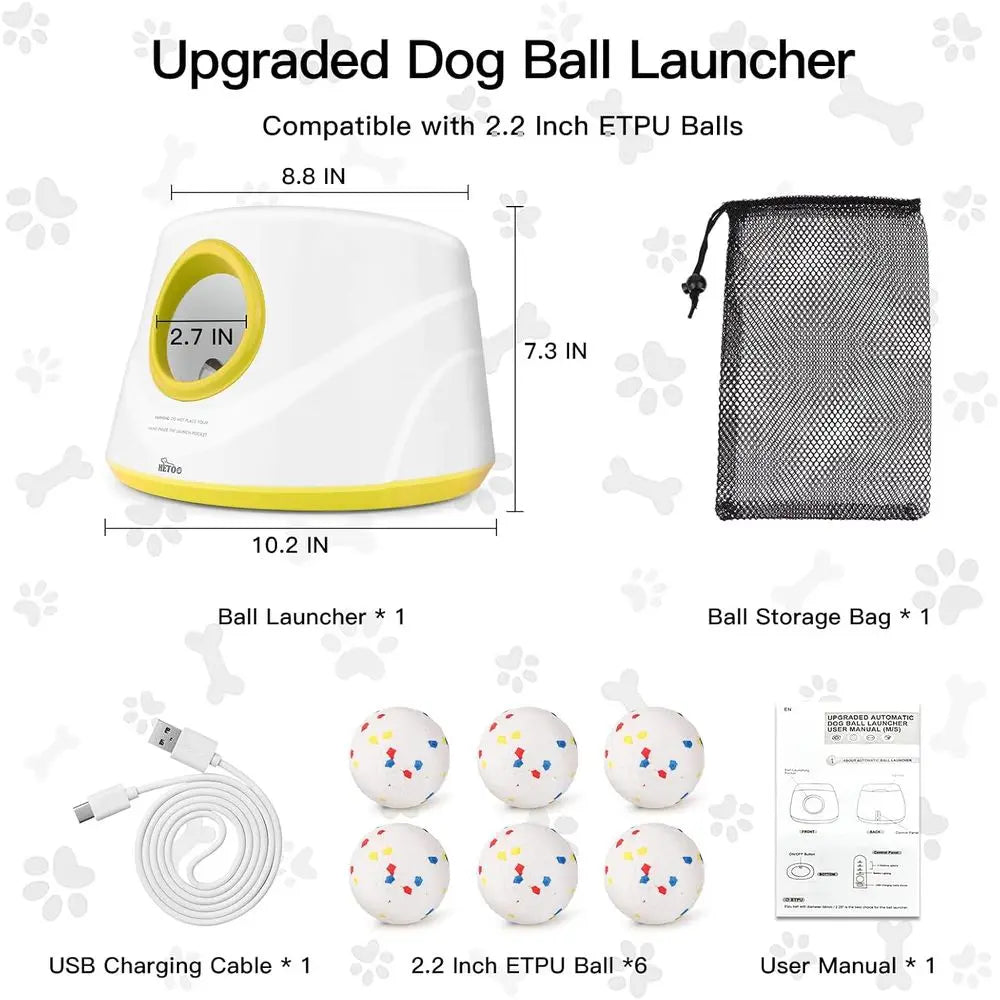Automatic Tennis Ball Launcher For Dogs 6 Ball Interactive Toy