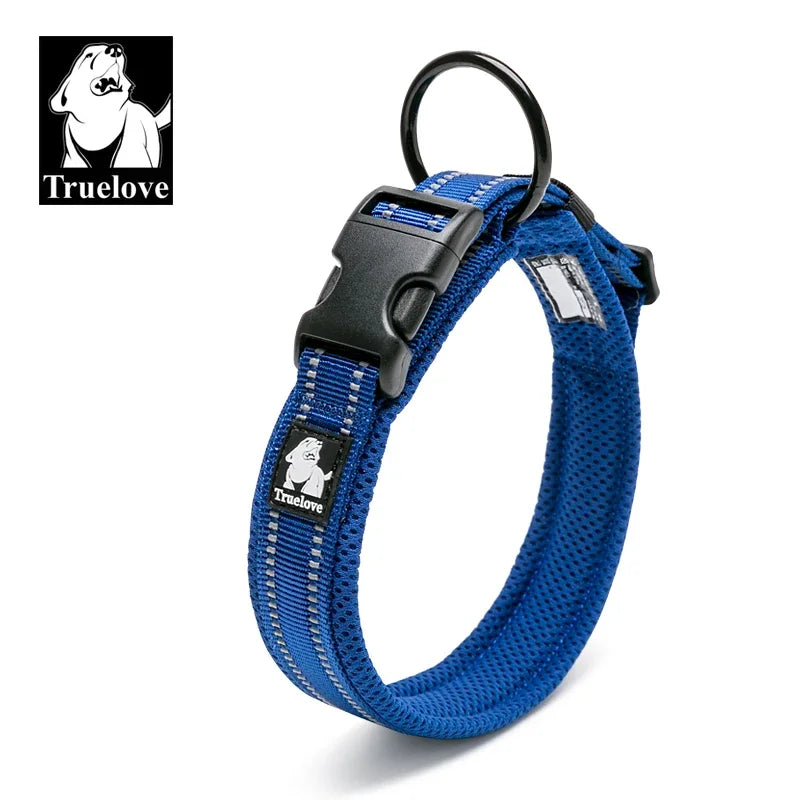 TRUELOVECN Nylon Dog Collar Adjustable Padded Reflective Heavy Duty TLC5011