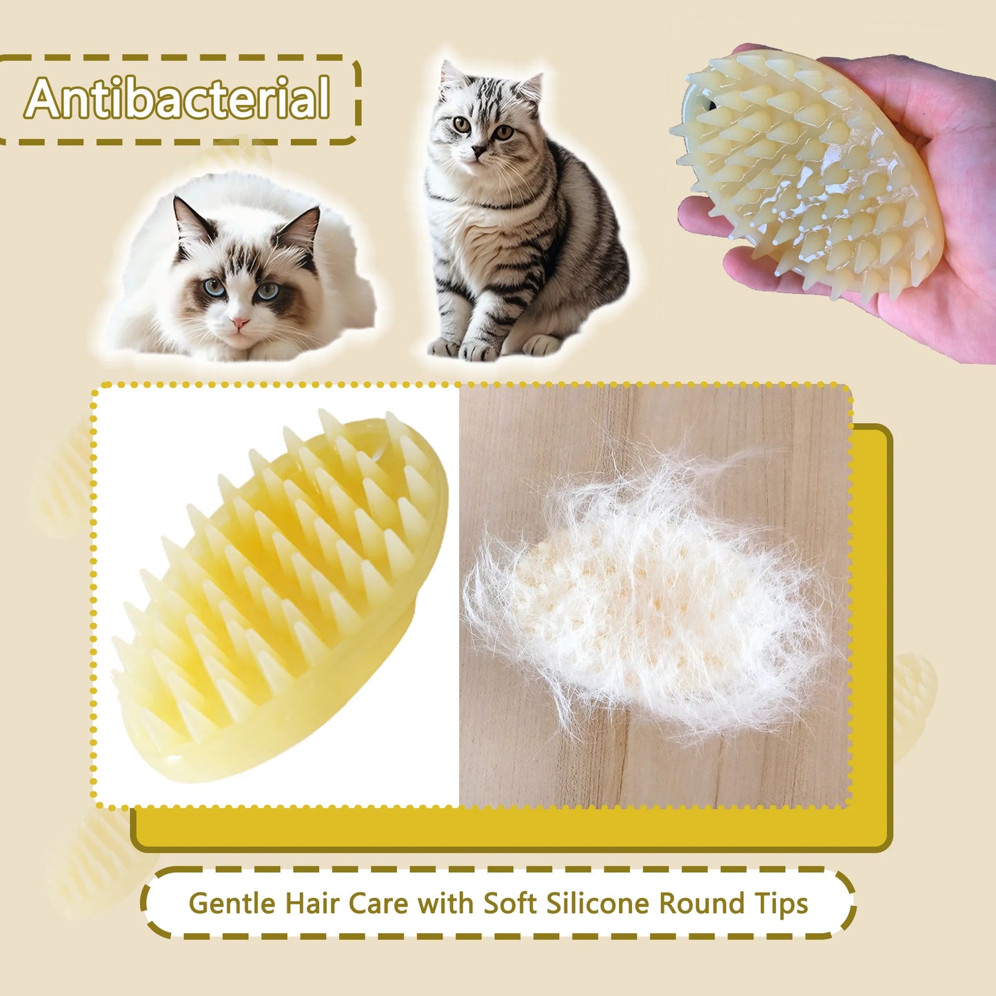 YTYIN Dog Cat Massage Brush Silicone Slicker Comb for Pets