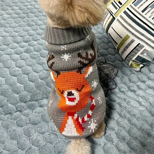 NONECN Christmas Knitted Wool Dog And Cat Sweater For Winter