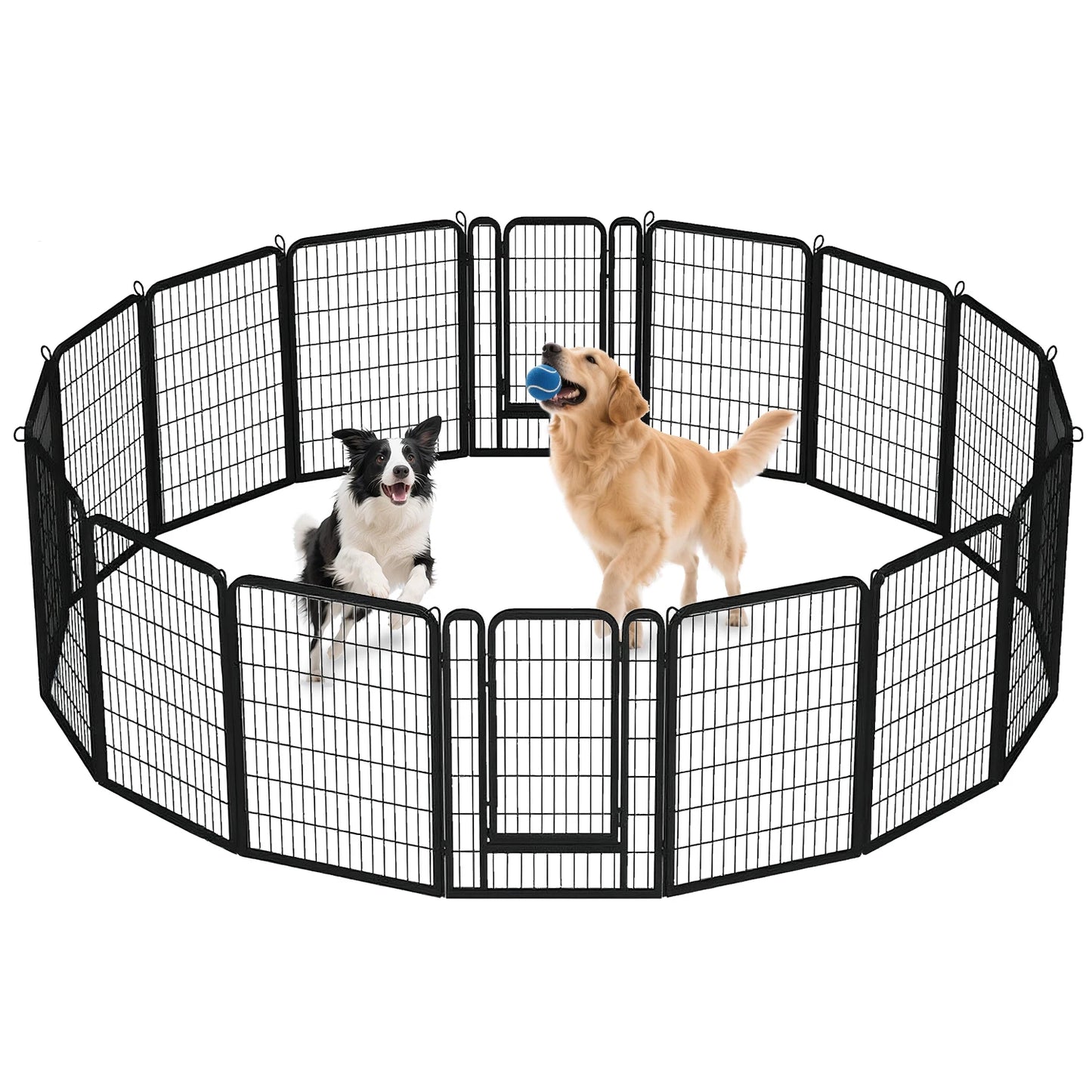 Dog Playpen With Door Foldable Metal Pet Fence Outdoor Use