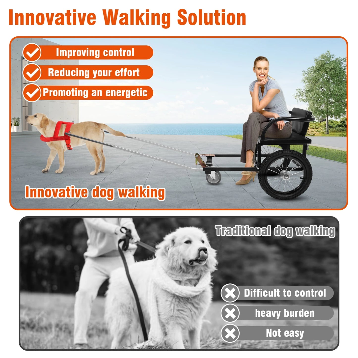 Shunmaii Double Brake Dog Pulling Stroller With Seat Cart