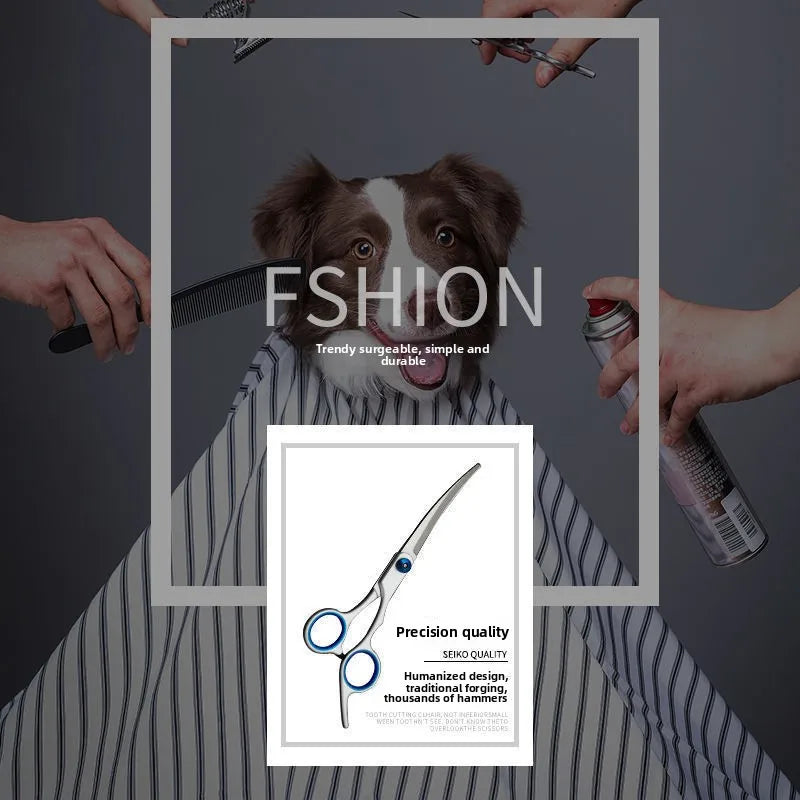 Stainless Steel Grooming Scissors Curved Pet Hair Trimming for Dogs
