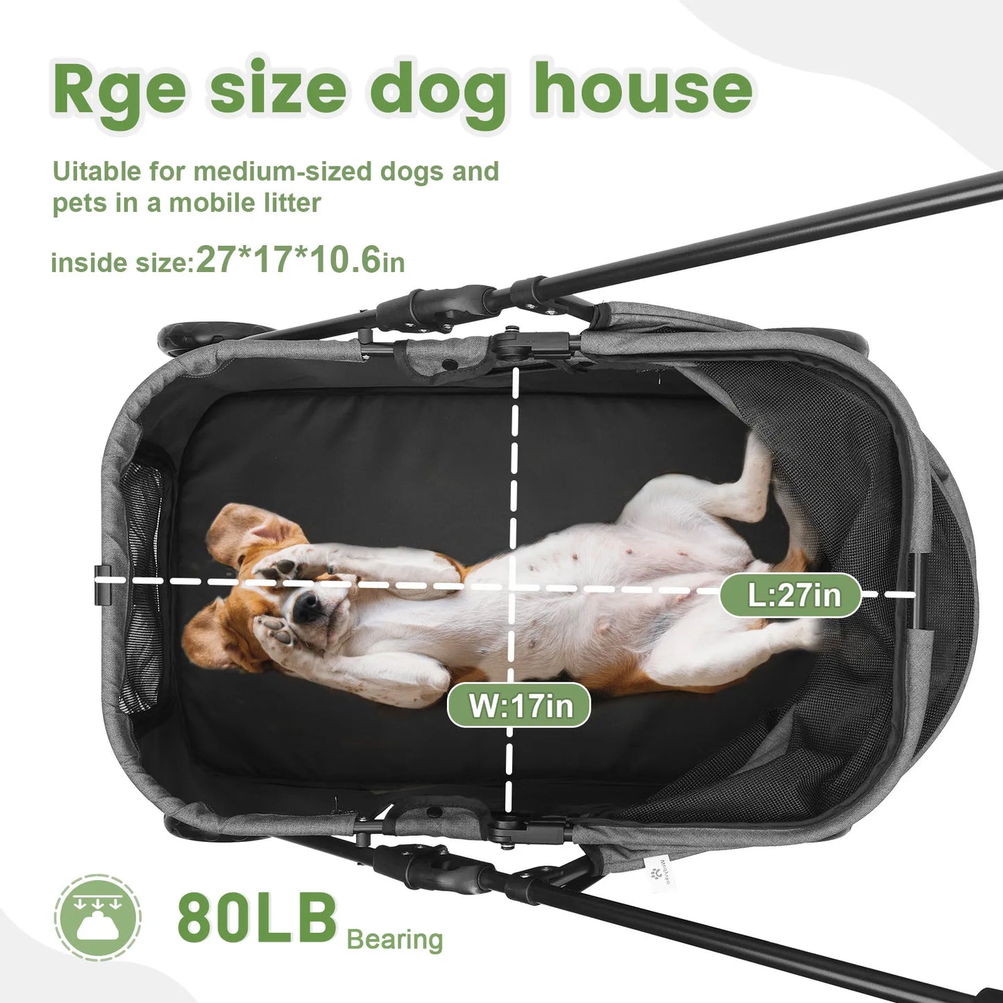 Wedyvko Pet Stroller Four Wheels With Brakes For Dogs