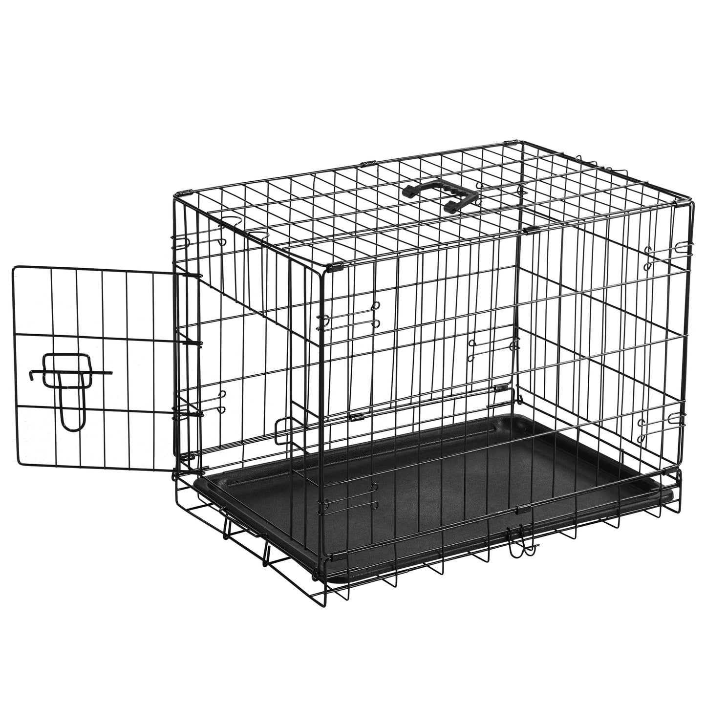 JHK Folding Metal Wire Dog Cage With Leakproof Pan