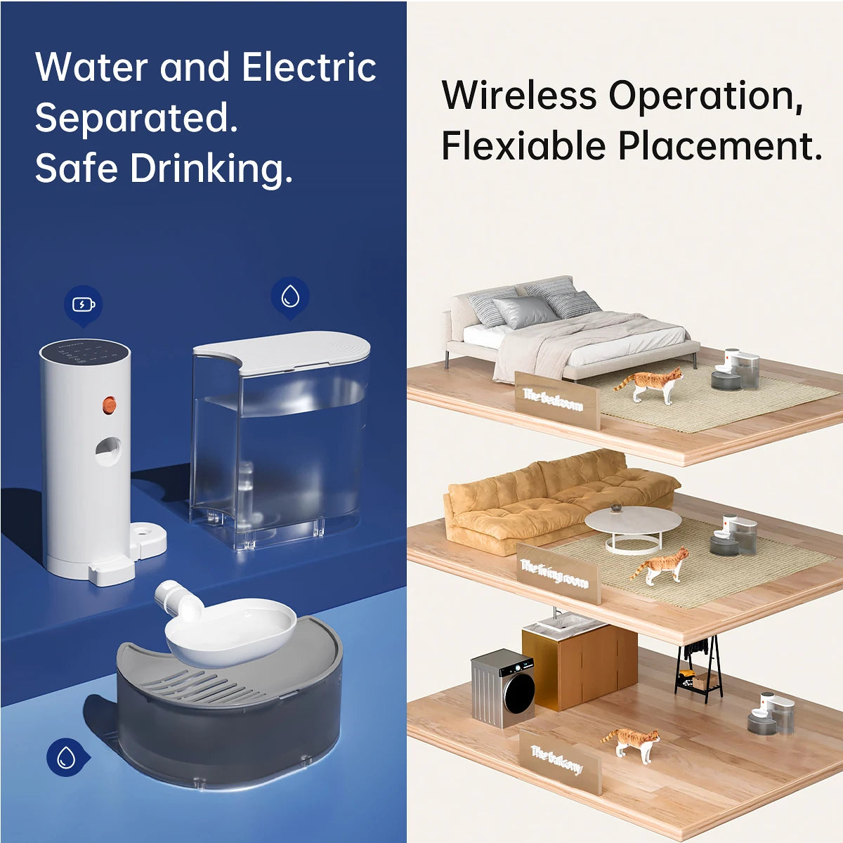 Smart Pet Water Dispenser Wireless Cat Water Fountain Automatic Rechargeable