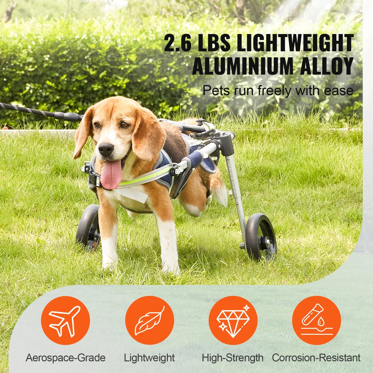 Two Wheel Dog Wheelchair Hind Limbs Pet Cart Aid Support