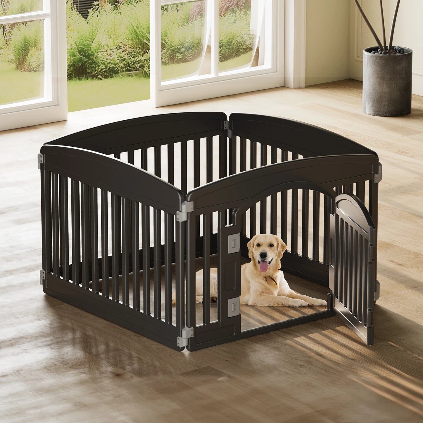 JHK Expandable Plastic Dog Playpen Portable Pet Fence