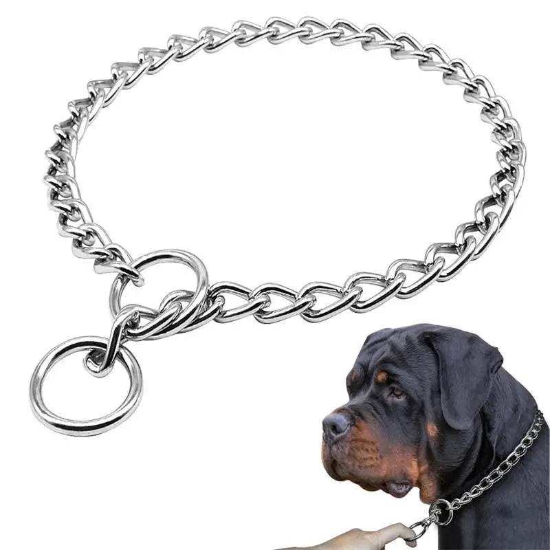 NONECN Stainless Steel Slip Chain Dog Collar Adjustable