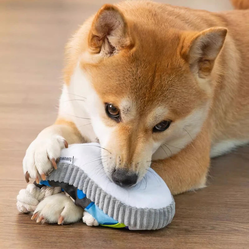 Dog Squeak Toy Teeth Grinding Slippers Shape Puppy Chew Toy
