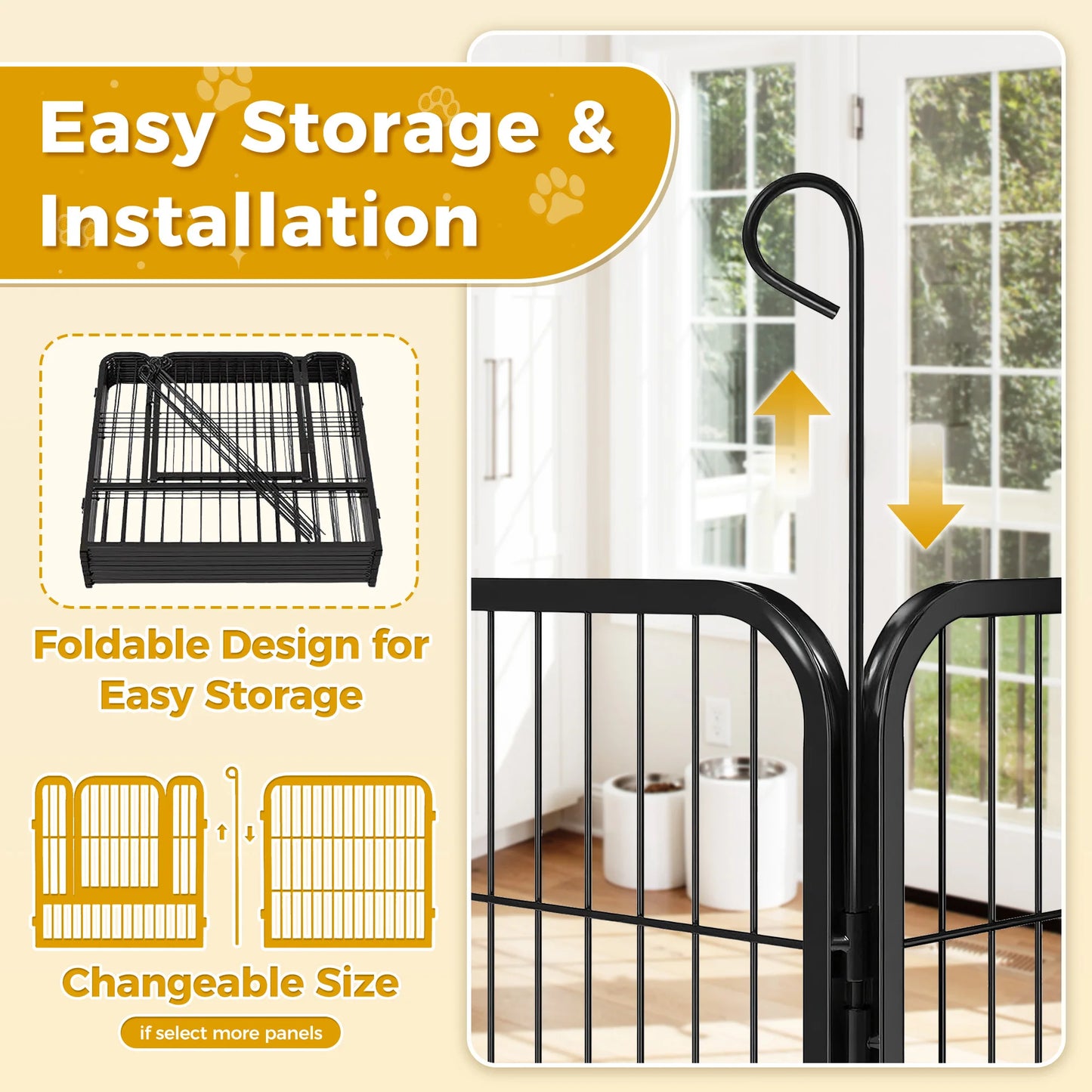 Dog Playpen With Door Foldable Metal Pet Fence Outdoor Use