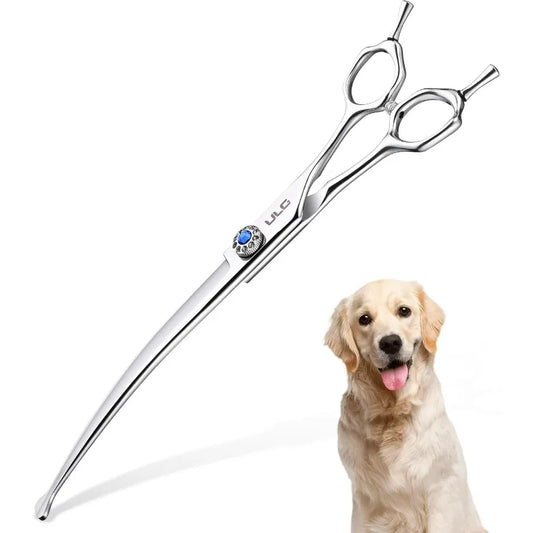 Curved Dog Grooming Shears 440C Stainless Steel Ergonomic
