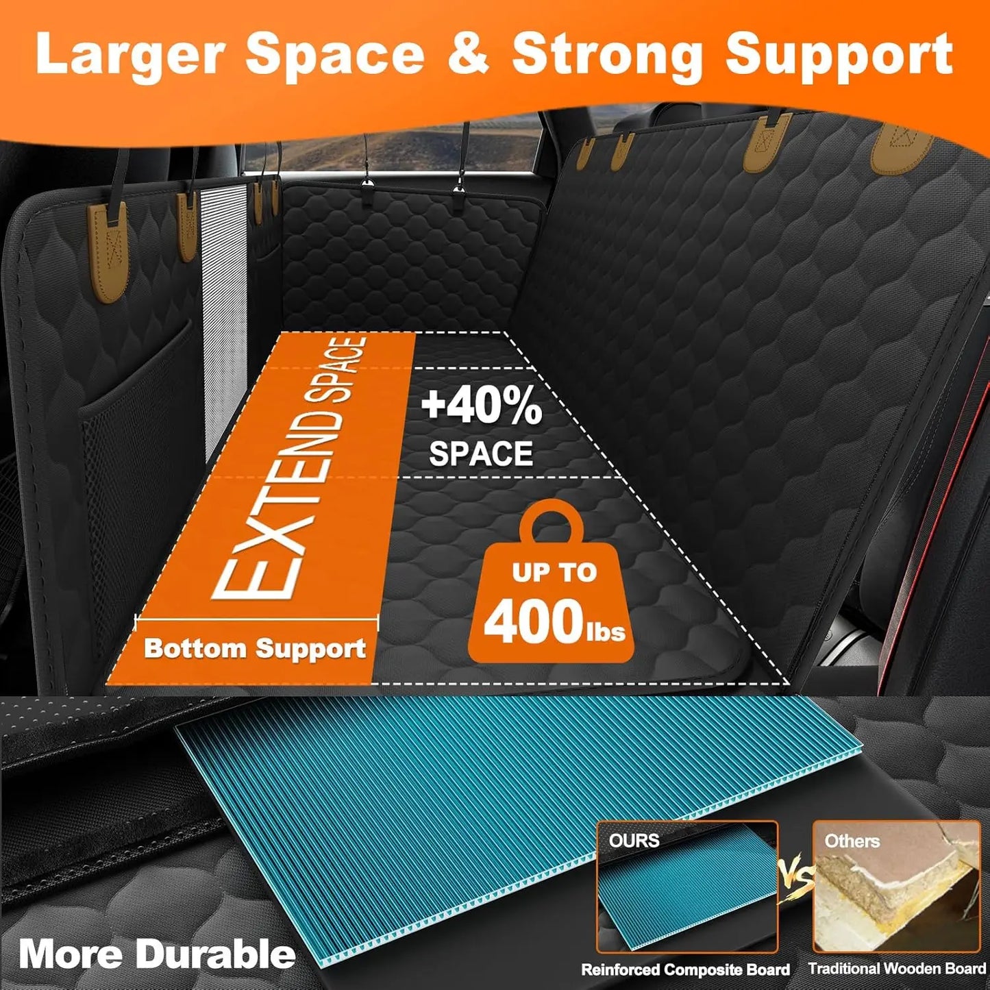 Wedyvko Back Seat Extender Hammock for Dogs Car Cover 400lb