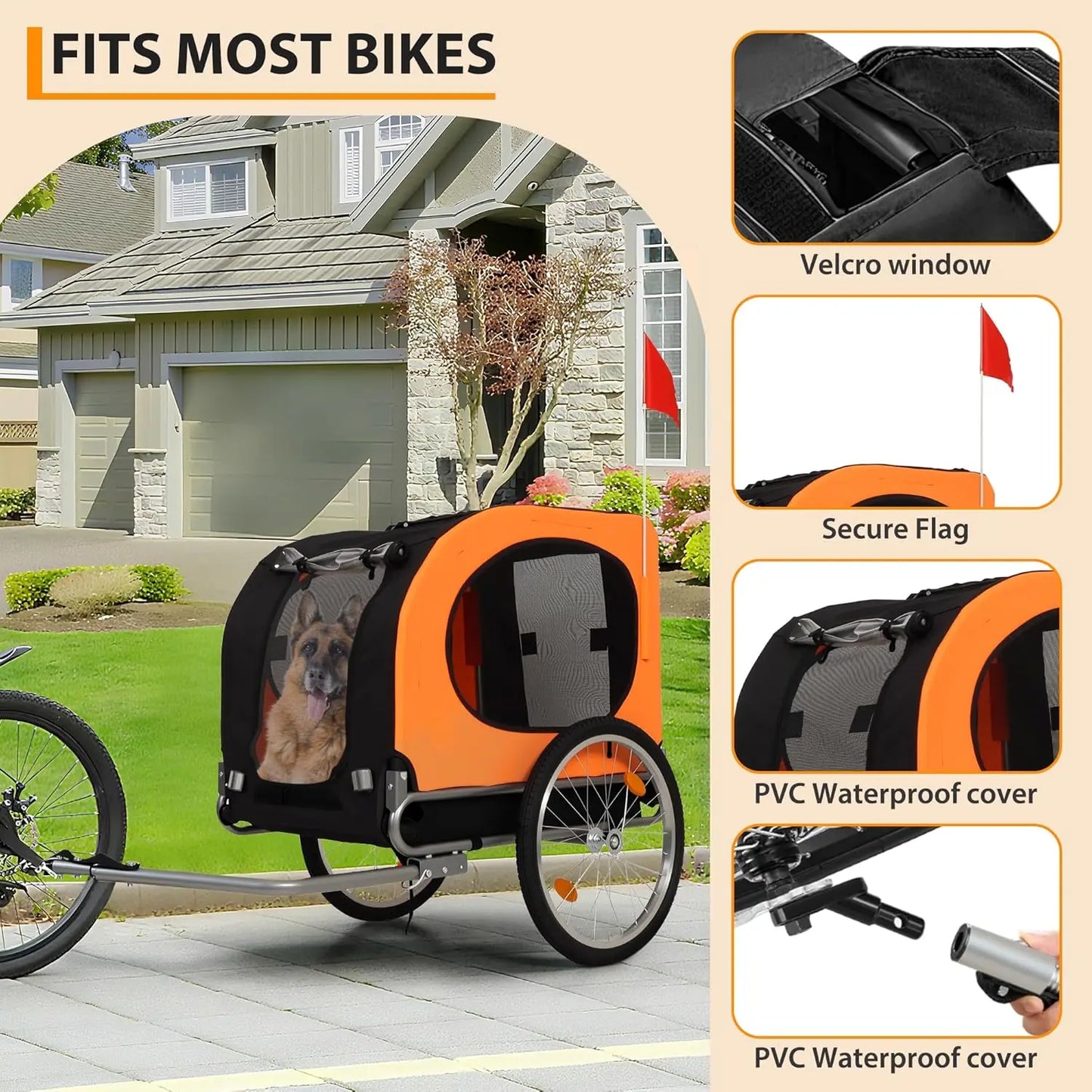 Twister.CK Dog Bike Trailer Carrier Foldable Oxford Fabric